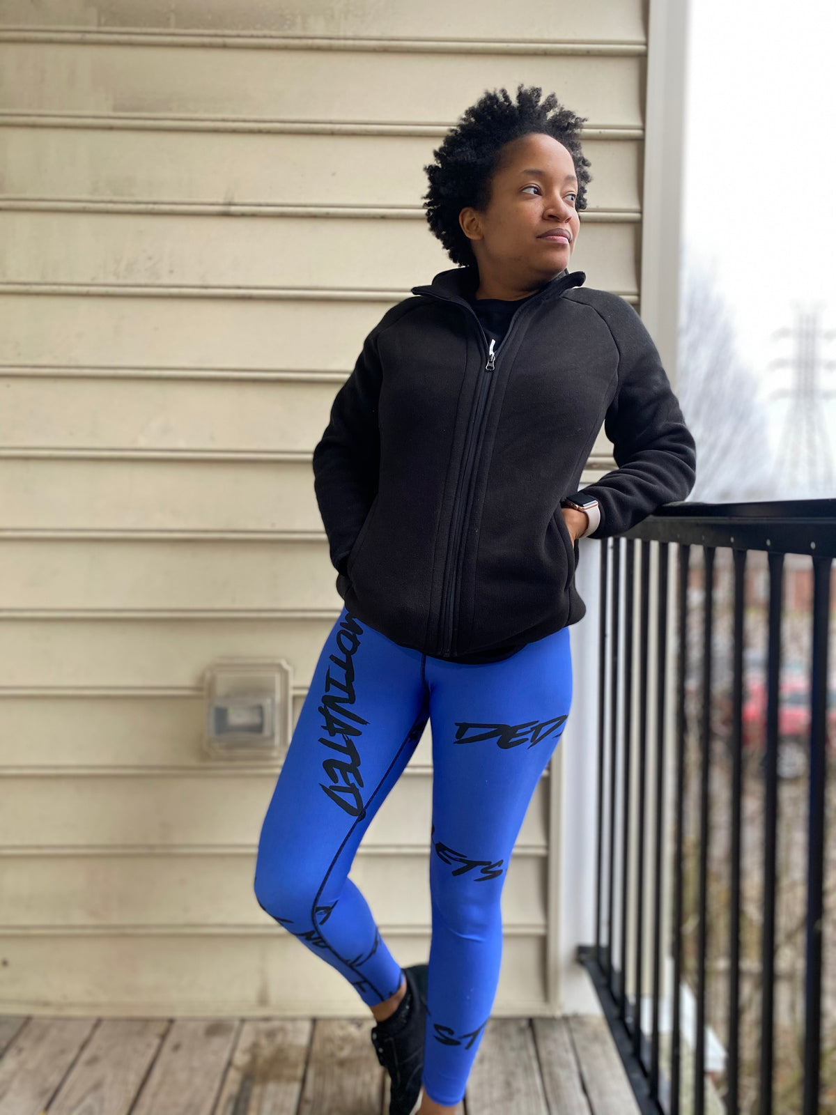 Motivation Leggings Blue — IronSquared women's leggings, front view
