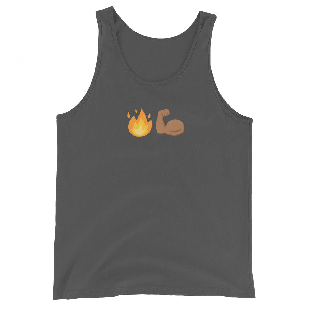 Fire Arms *emoji tank top — IronSquared tank top, back view