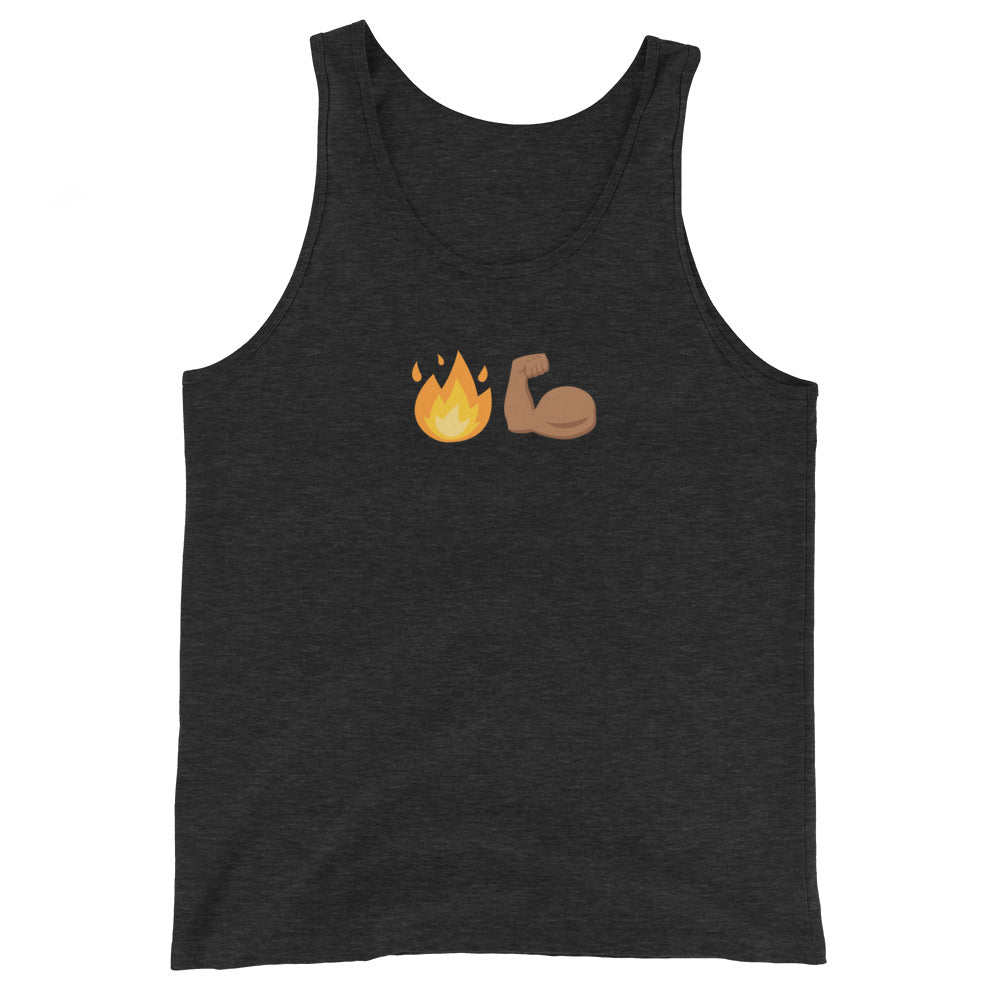 Fire Arms *emoji tank top — IronSquared tank top, worn in the gym