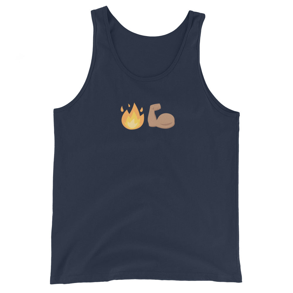 Fire Arms *emoji tank top — IronSquared tank top, side view