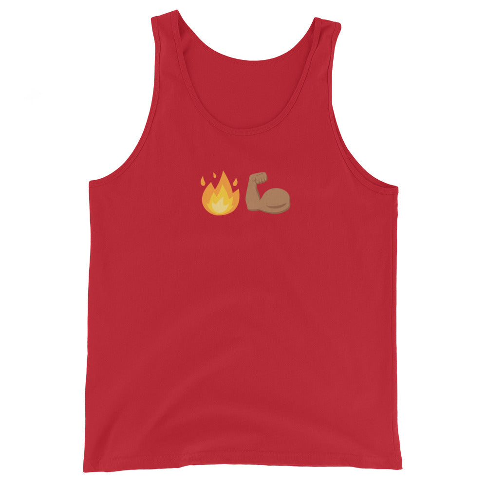 Fire Arms *emoji tank top — IronSquared tank top, lifestyle shot