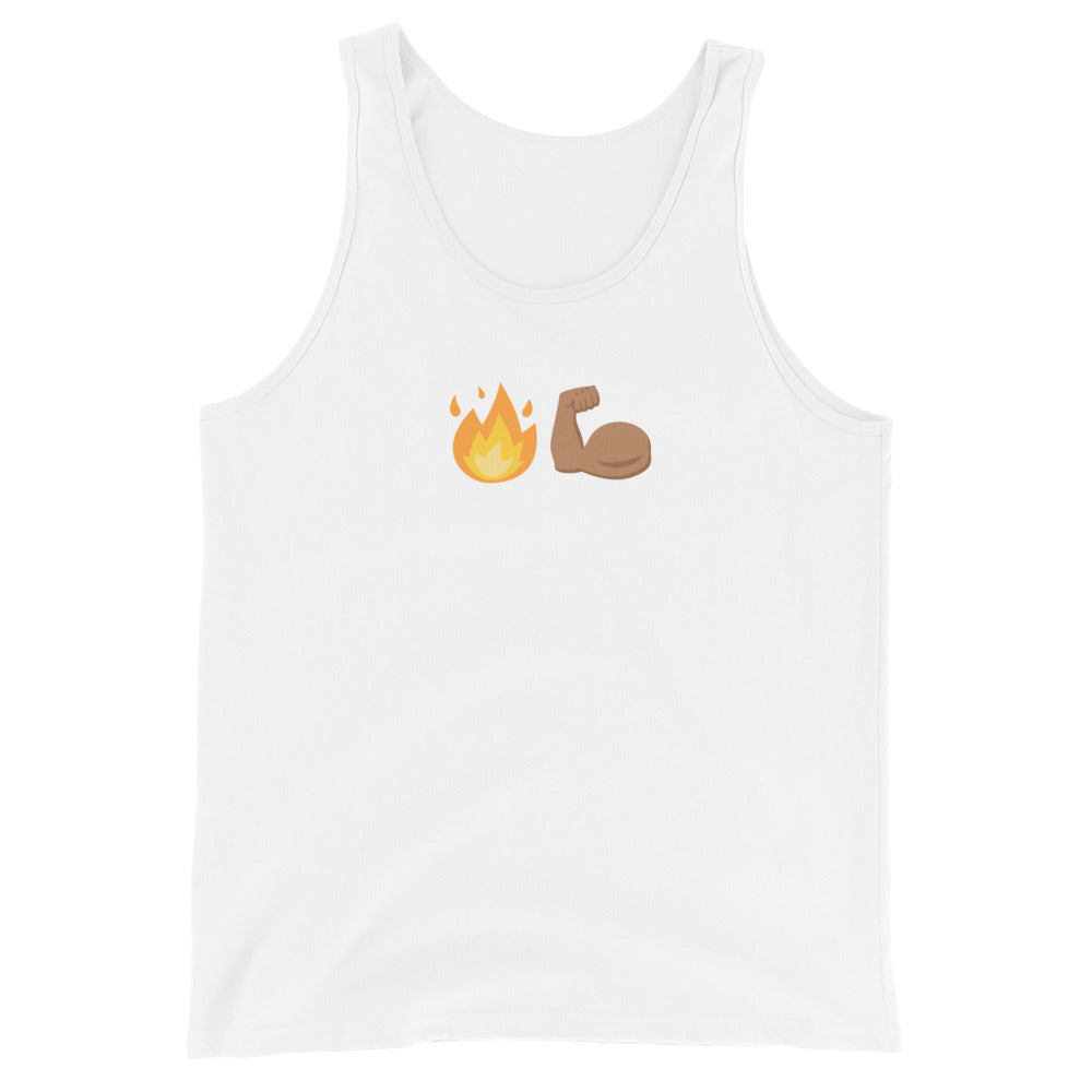 Fire Arms *emoji tank top — IronSquared tank top, flat lay
