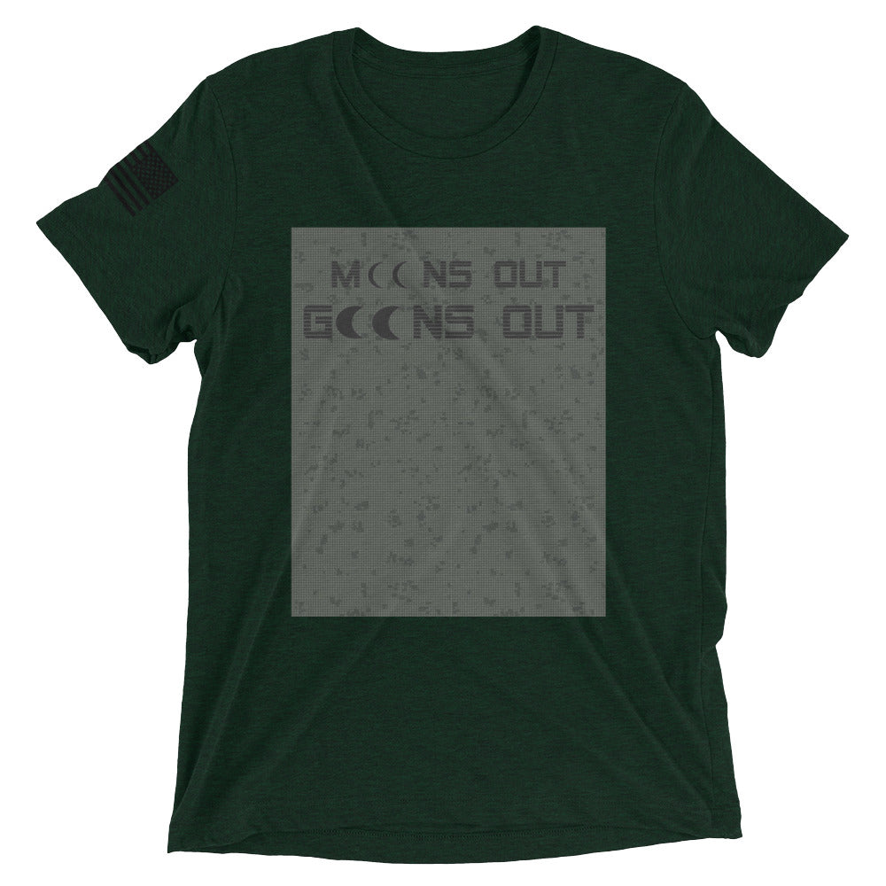 Moons Out Goons Out T-shirt — IronSquared t-shirt, side view