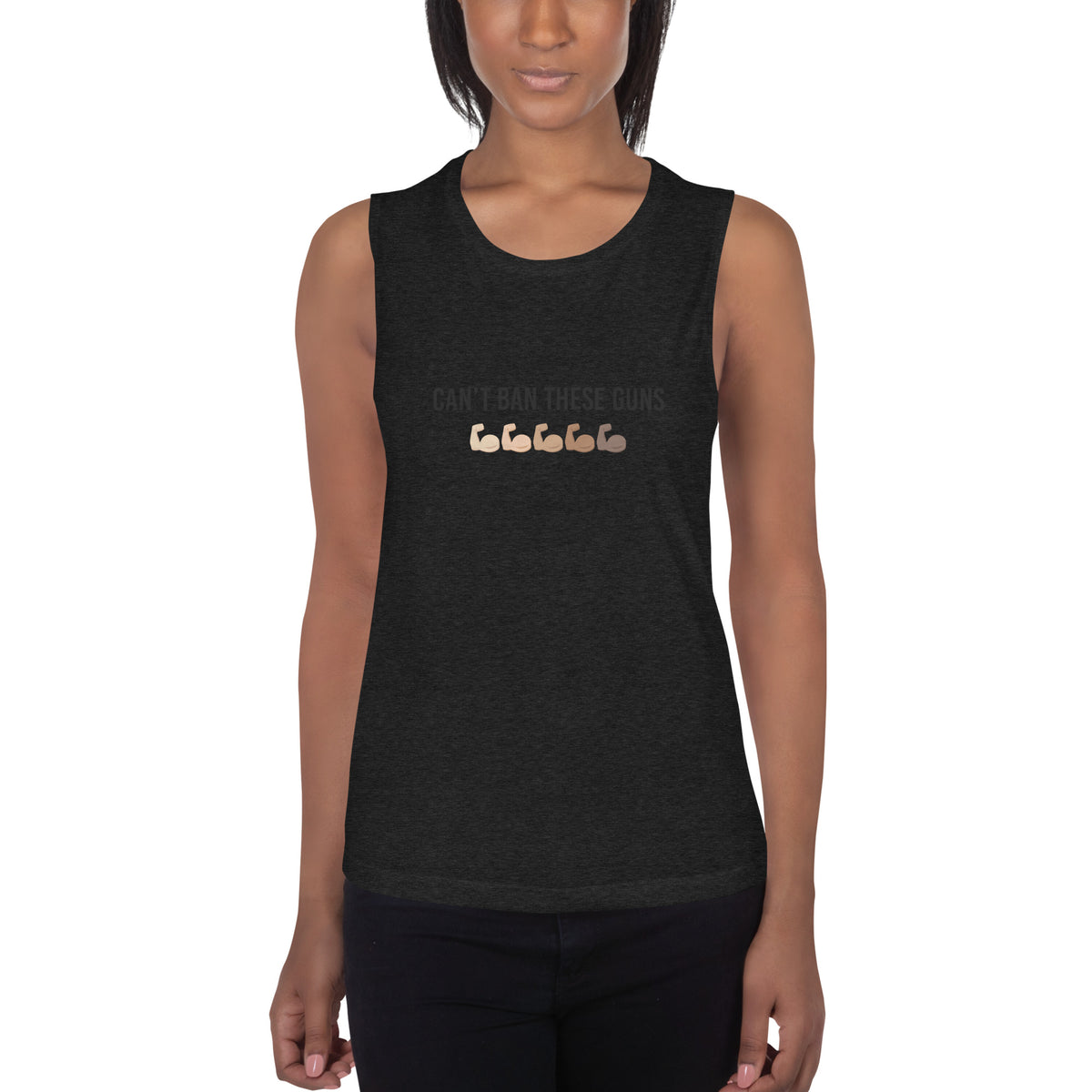 Can't Ban These Guns Muscle Tank — IronSquared tank top, detail view