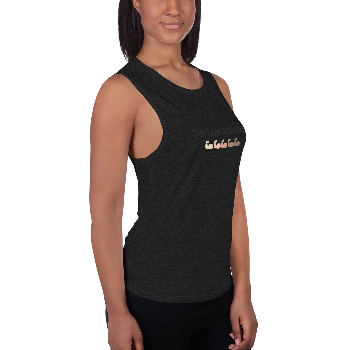 Can't Ban These Guns Muscle Tank — IronSquared tank top, side view