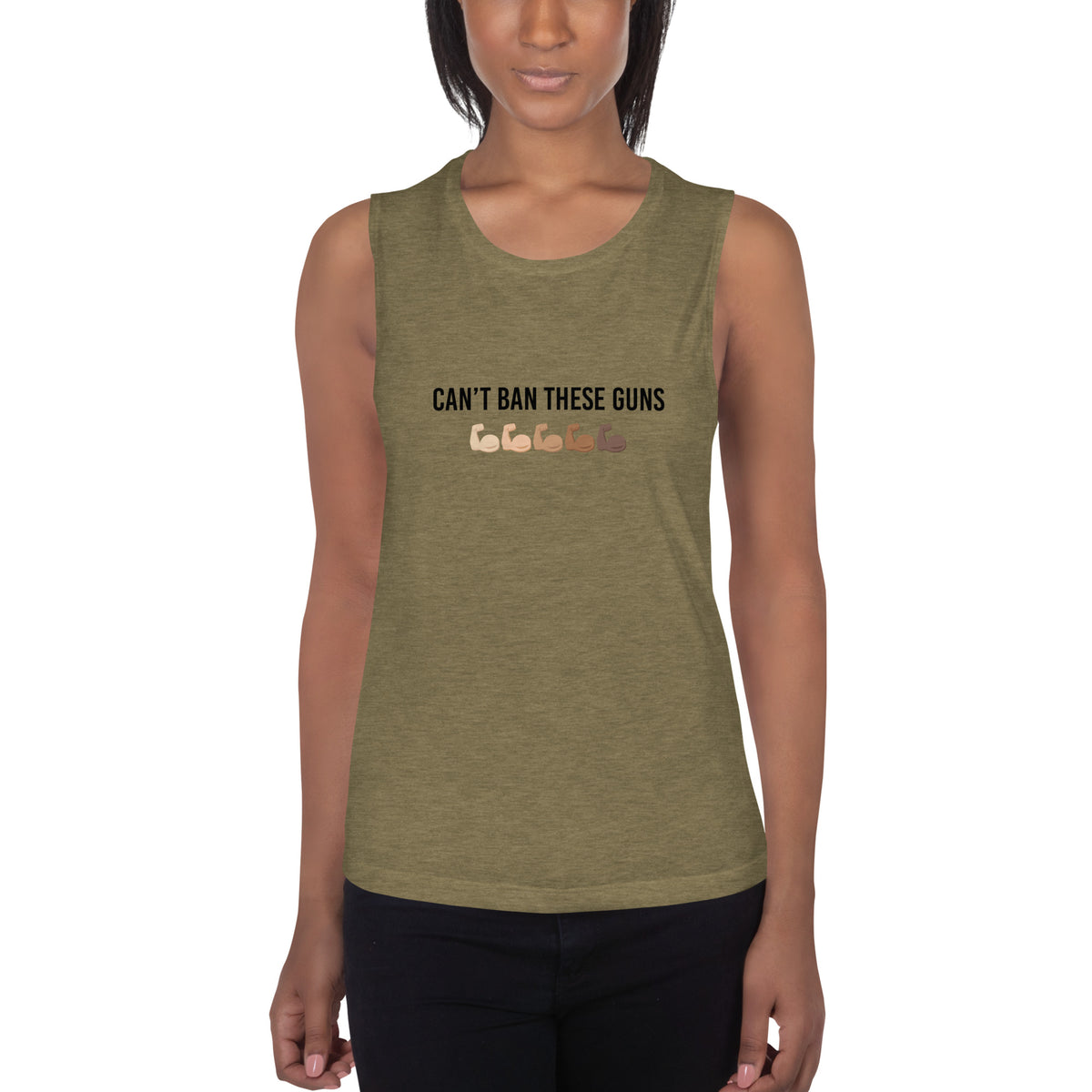 Can't Ban These Guns Muscle Tank — IronSquared tank top, front view