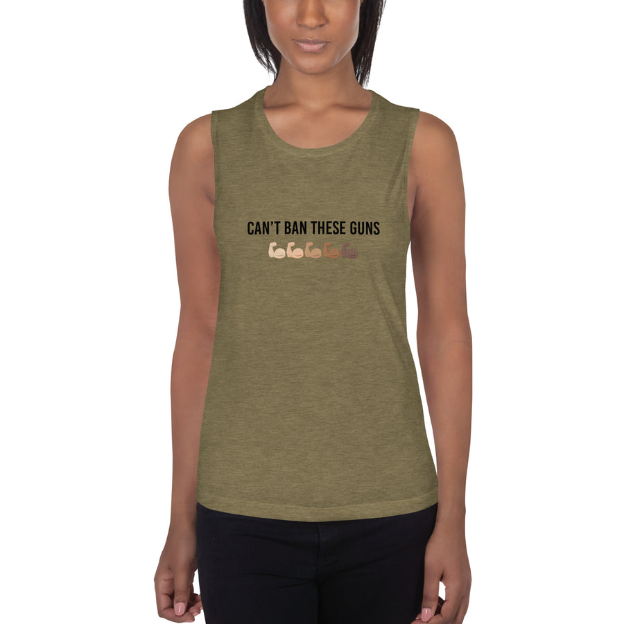 Can't Ban These Guns Muscle Tank — IronSquared tank top, front view