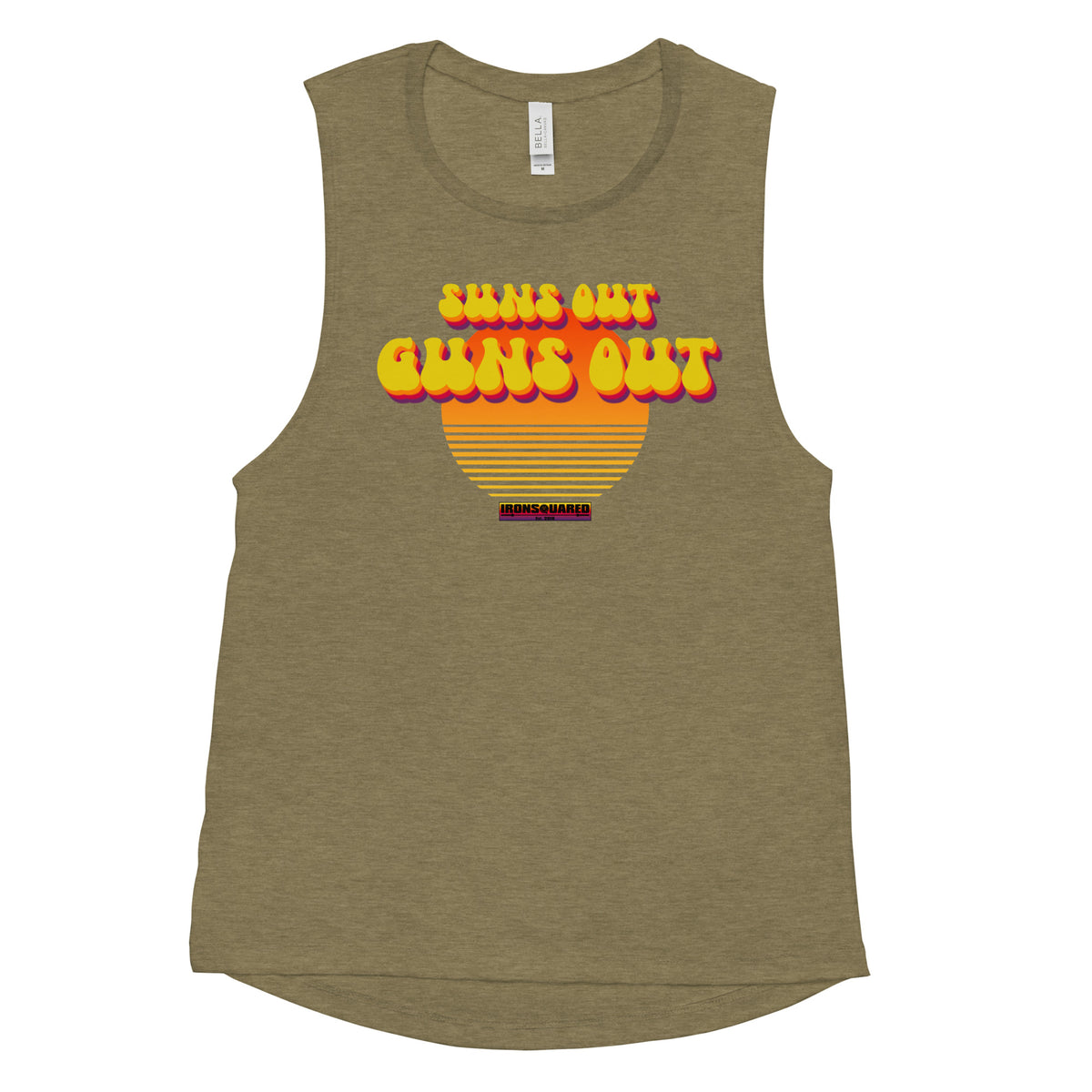Ladies’ SoGo 2.0 Muscle Tank — IronSquared women's tank top, lifestyle shot