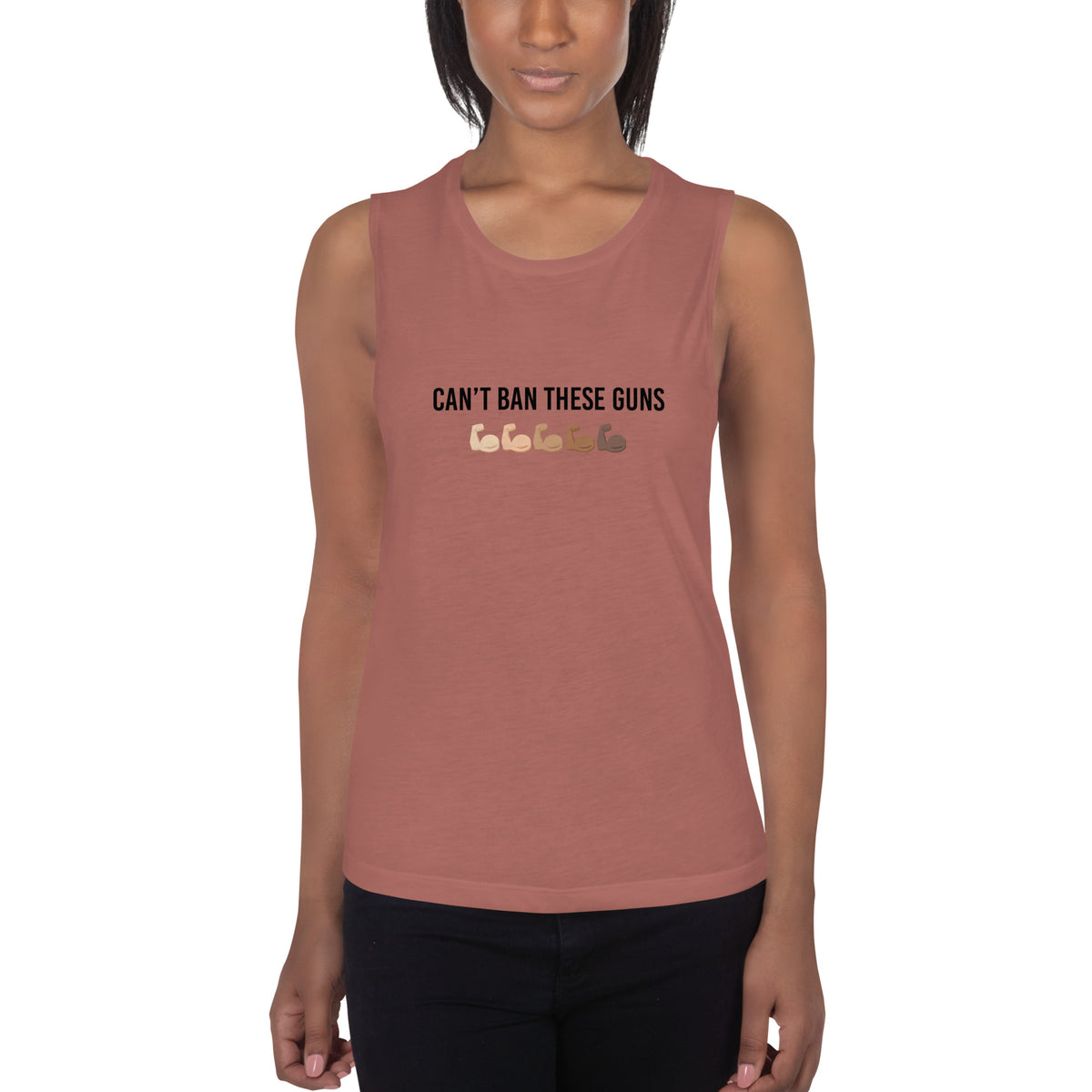 Can't Ban These Guns Muscle Tank — IronSquared tank top, lifestyle shot
