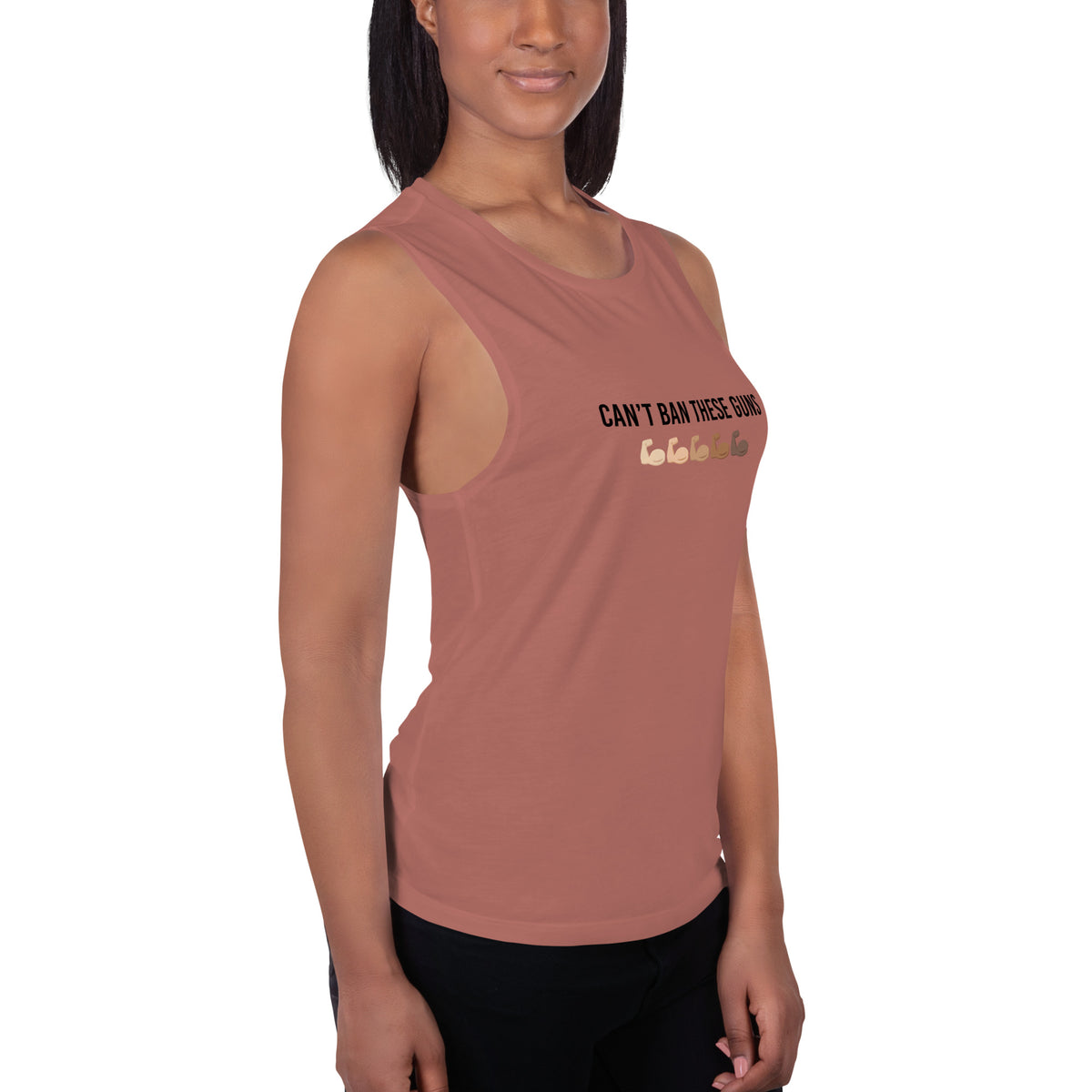Can't Ban These Guns Muscle Tank — IronSquared tank top, fabric detail